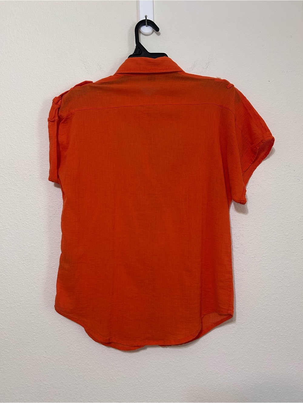 American Living Orange Gauze Button Down Short Sleeve Shirt Small - Picture 6 of 7